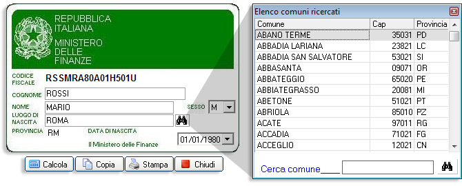 Calcola il codice fiscale