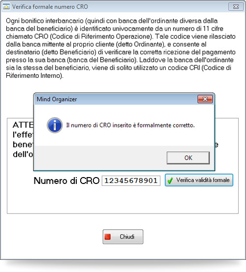 Verifica numero cro corretto