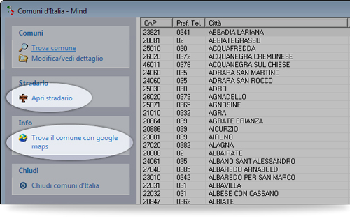 Stradario comuni