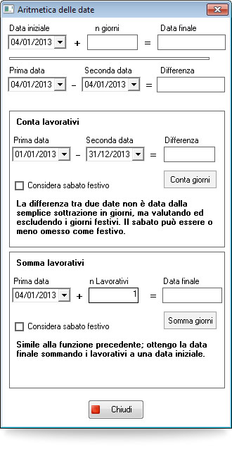 Calcolo dei giorni lavorativi